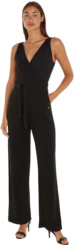 Tommy Hilfiger Damen Jumpsuit Wrap Detail Ärmellos, Schwarz (Black), M von Tommy Hilfiger