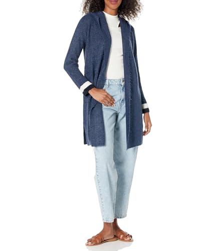 Tommy Hilfiger Damen Kapuze Kimono Cardigan Sweater Denim Heather Multi, Denim Heather Multi, X-Klein von Tommy Hilfiger
