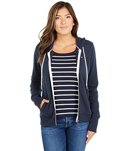 Tommy Hilfiger Damen Zip-up Hoodie-Klassisches Sweatshirt Kordelzug und Kapuze Kapuzenpullover, Kapitän des Himmels (Sky Captain), M (7er Pack) von Tommy Hilfiger
