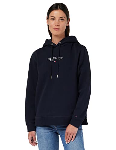 Tommy Hilfiger Damen Kapuzenpullover Hilfiger Hoodie LS Fleece aus Baumwoll-Mix, Blau (Desert Sky), XXS [Amazon Exclusive] von Tommy Hilfiger