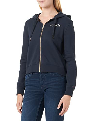 Tommy Hilfiger Damen Reg New Branded Zip Up Hoodie WW0WW36569 Schwere Jacken mit durchgehendem Reißverschluss, Blau (Desert Sky), L von Tommy Hilfiger