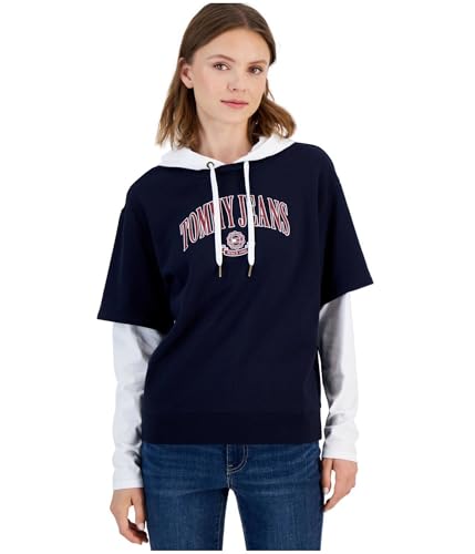 Tommy Hilfiger Damen-Kapuzenpullover mit Logo, Kapitän des Himmels (Sky Captain), L von Tommy Hilfiger