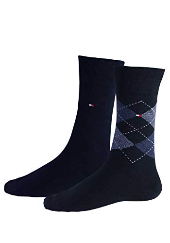 Tommy Hilfiger Herren Th Check Men's Socks (2 Pack) Socken, Dark Navy, 43-46 von Tommy Hilfiger