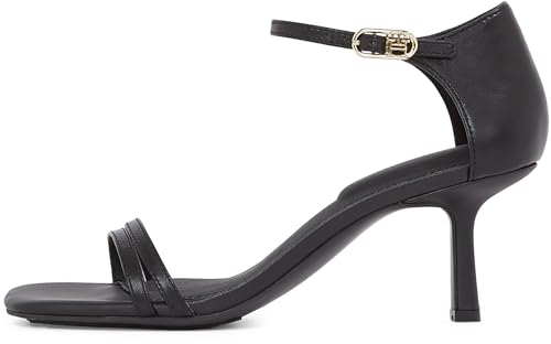 Tommy Hilfiger Damen Sandalen mit Absatz Kitten Heel Leather Sandalette, Schwarz (Black), 40 von Tommy Hilfiger