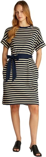 Tommy Hilfiger Damen Kleid Cotton Interlock zum Binden, Mehrfarbig (Breton Stp N Sky/ Country Ivory), XS von Tommy Hilfiger