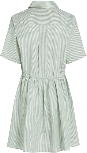 Tommy Hilfiger Damen Kleid Linen Short mit Taillengürtel, Mehrfarbig (Classic Ithaca/Fort Green), 36 von Tommy Hilfiger