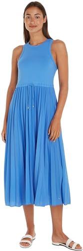 Tommy Hilfiger Damen Rib Tank Pleated Dress Midi Ns Ww0ww39342 Fit & Flare Kleider, Blau (Blue Spell), XXL EU von Tommy Hilfiger