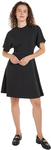 Tommy Hilfiger Damen Kleid Modal Knielang, Schwarz (Black), L von Tommy Hilfiger