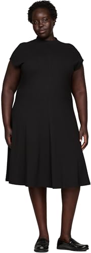Tommy Hilfiger Damen Kleid Rib Dress Kurzarm, Schwarz (Black), 50 von Tommy Hilfiger