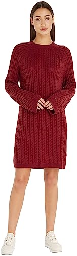 Tommy Hilfiger Damen Kleid Soft Wool C-Neck Langarm, Rot (Rouge), S von Tommy Hilfiger