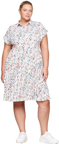 Tommy Hilfiger Damen Kleid Sommerkleid, Mehrfarbig (Th Multi Monogram/ Calico), 54 von Tommy Hilfiger