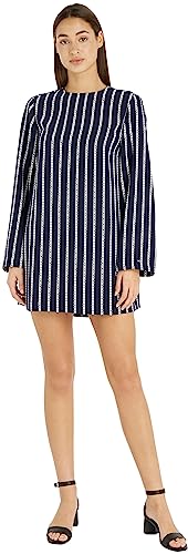 Tommy Hilfiger Damen Kleid Stripe Langarm, Mehrfarbig (Argyle Stp/ Desert Sky), 34 von Tommy Hilfiger