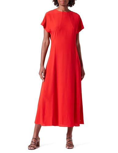 Tommy Hilfiger Damen Kleid Viscose Crepe Maxi Dress Kurzarm, Rot (Fierce Red), 38 von Tommy Hilfiger