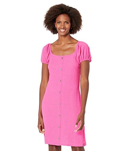 Tommy Hilfiger Damen Kleid mit quadratischem Ausschnitt und Puffärmeln, dahlie, Groß Tommy Hilfiger Damen Kleid mit quadratischem Ausschnitt und Puffärmeln, dahlie, Groß von Tommy Hilfiger