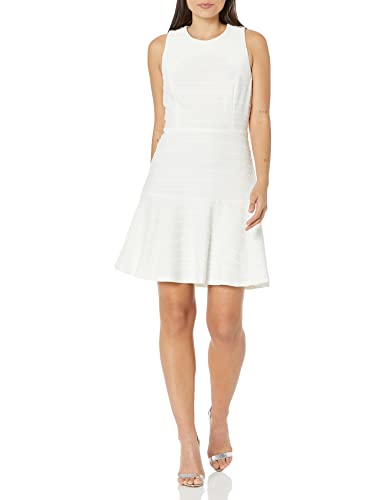 Tommy Hilfiger Damen Knee-Length Sleeveless Round Neck Knit Dress Lässiges Abendkleid, Cream, 38 Zierlich von Tommy Hilfiger