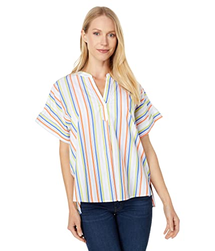 Tommy Hilfiger Damen Kurzarm Essential Everyday Shirt, Mandarin Multi, Groß von Tommy Hilfiger