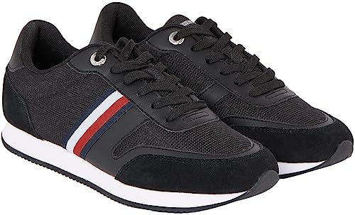 Tommy Hilfiger Damen Runner Sneaker Essential Stripes Sportschuhe, Schwarz (Black), 36 von Tommy Hilfiger