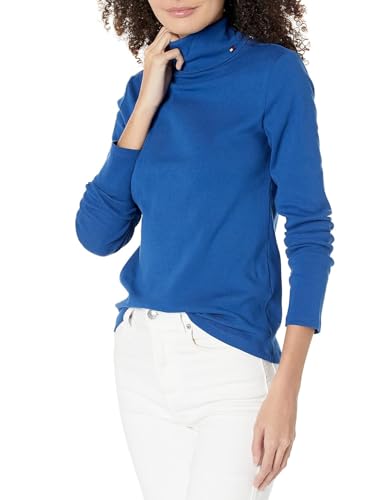 Tommy Hilfiger Damen Langärmeliger Rollkragenpullover Rollkragen, Echtes Blau, Groß von Tommy Hilfiger