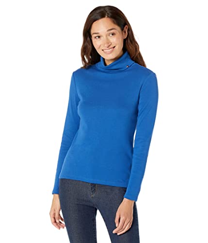 Tommy Hilfiger Damen Long Sleeve Turtleneck Sweater Rollkragen, True Blue, 46 von Tommy Hilfiger