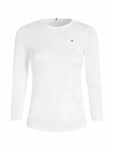 Tommy Hilfiger Damen Langarmshirt 1985 Slim Slub Basic, Weiß (Ecru), S von Tommy Hilfiger