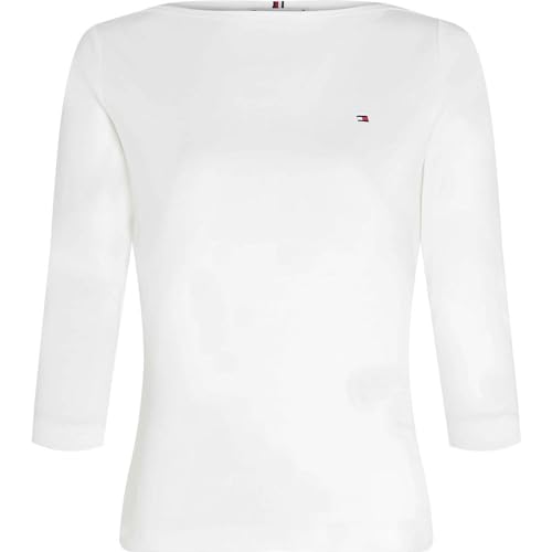 Tommy Hilfiger Damen Langarmshirt New Cody Slim U-Boot-Ausschnitt, Weiß (Nos Ecru), XS von Tommy Hilfiger