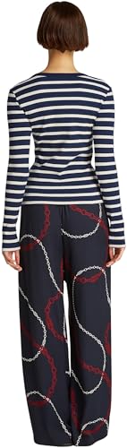 Tommy Hilfiger Damen Langarmshirt Slim Henley mit Knopfleiste, Mehrfarbig (Dark Night Navy/Calico STP), M von Tommy Hilfiger