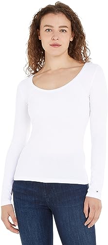 Tommy Hilfiger Damen Langarmshirt Slim Modern Basic, Weiß (Th Optic White), XXS von Tommy Hilfiger
