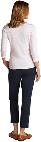 Tommy Hilfiger Damen Langarmshirt Slim U-Boot-Ausschnitt, Mehrfarbig (Light Pink/Ecru STP), L von Tommy Hilfiger