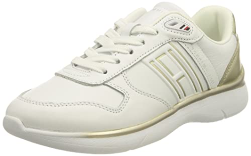 Tommy Hilfiger Damen Leichter Leder Sneaker, hellgoldfarben, 39 EU von Tommy Hilfiger