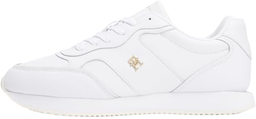 Tommy Hilfiger Damen Runner Sneaker aus Leder, Weiß (White), 38 von Tommy Hilfiger