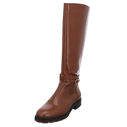 Tommy Hilfiger Damen Ledergürtel Longboot Hohe Stiefel, Winter Cognac, 36 EU von Tommy Hilfiger