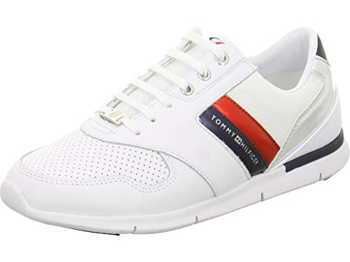 Tommy Hilfiger Damen Sneakers Lightweight Leather Sneaker, Weiß (Rwb), 37 von Tommy Hilfiger