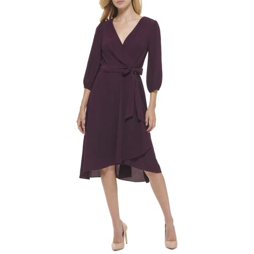 Tommy Hilfiger Damen Long Sleeve Trapeze Dress Kleid, Aubergine, 40 von Tommy Hilfiger