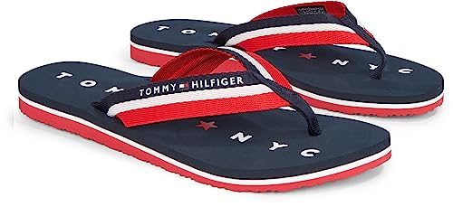 Tommy Hilfiger Damen Flip Flops Tommy Loves NY Beach Sandal Badeschuhe, Blau (Midnight), 41 von Tommy Hilfiger