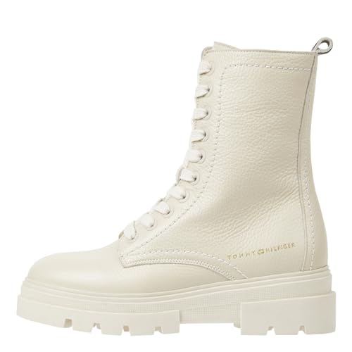 Tommy Hilfiger Damen Low Boot Stiefel Monochromatic Lace Up Stiefeletten, Beige (Classic Beige), 39 von Tommy Hilfiger