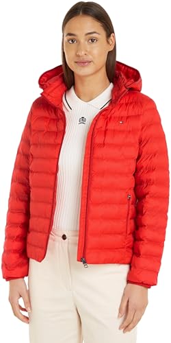 Tommy Hilfiger Damen Jacke Lw Padded Global Stripe Jacket Übergangsjacke, Rot (Fierce Red), L von Tommy Hilfiger