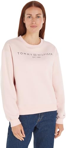 Tommy Hilfiger Damen Sweatshirt ohne Kapuze, Rosa (Delicate Pink), XXL von Tommy Hilfiger