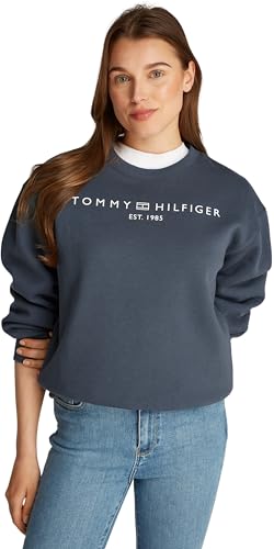 Tommy Hilfiger Damen Sweatshirt ohne Kapuze, Blau (Military Denim), 3XL von Tommy Hilfiger