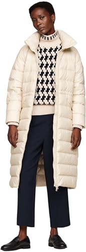 Tommy Hilfiger Damen Daunenmantel Funnel Maxi Coat Knielang, Beige (Classic Beige), XL von Tommy Hilfiger