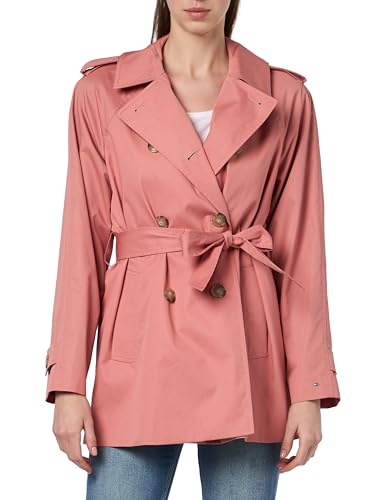 Tommy Hilfiger Damen Mantel Cotton Short Trench Trenchcoat, Rosa (Teaberry Blossom), 42 von Tommy Hilfiger