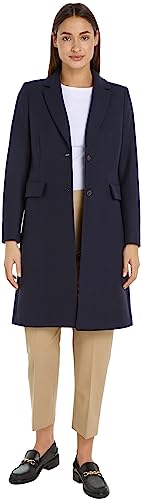 Tommy Hilfiger Damen Mantel Wool Blend Classic Winter, Blau (Desert Sky), 38 von Tommy Hilfiger