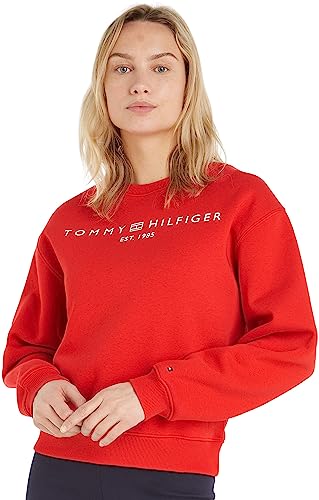 Tommy Hilfiger Damen Sweatshirt ohne Kapuze, Rot (Fireworks), XXL von Tommy Hilfiger