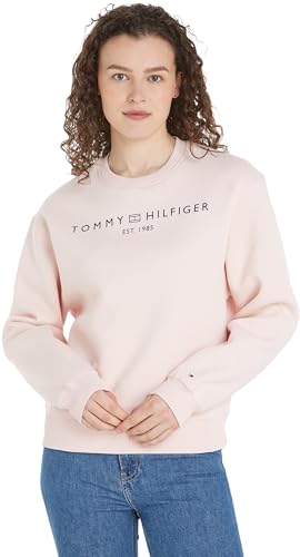 Tommy Hilfiger Damen Sweatshirt Mdrn Reg Corp Logo C-Nk Swtshrt ohne Kapuze, Rosa (Whimsy Pink), M von Tommy Hilfiger