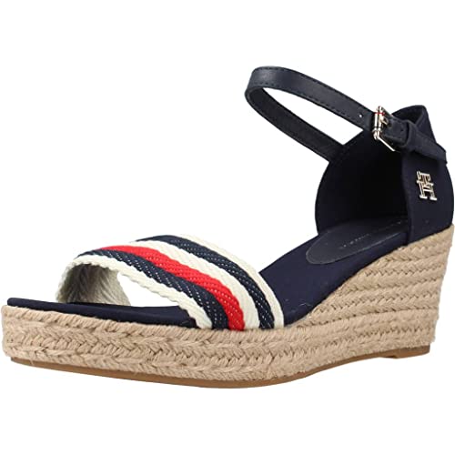 Tommy Hilfiger Damen MID Corporate FW0FW07078 Wedge-Espadrilles, Blau (Space Blue), 38 EU von Tommy Hilfiger