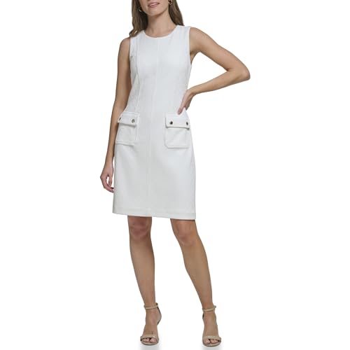 Tommy Hilfiger Damen Mini Jacquard Pocket Knit Dress Kleid, Elfenbein, 34 von Tommy Hilfiger