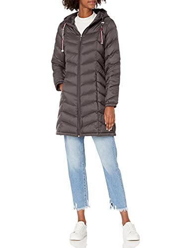 Tommy Hilfiger Damen Mid-Length Puffer Hooded Down Jacket with Drawstring Packing Bag Daunenmantel, Eiffelturm, L von Tommy Hilfiger