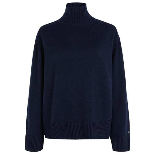 Tommy Hilfiger Damen Pullover Wool Blend Mock-Neck Strickpullover, Blau (Desert Sky), L von Tommy Hilfiger