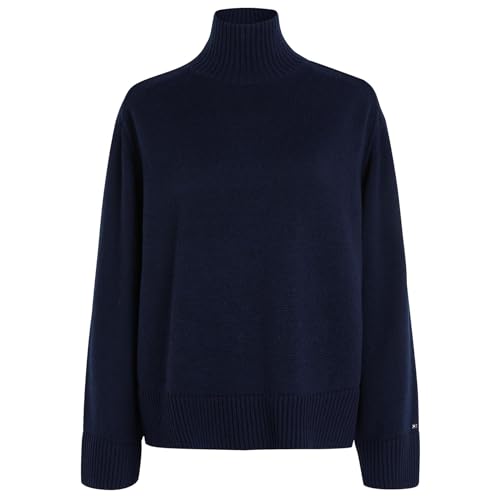Tommy Hilfiger Damen Pullover Wool Blend Mock-Neck Strickpullover, Blau (Desert Sky), XL von Tommy Hilfiger