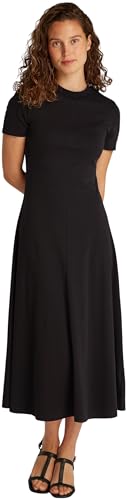 Tommy Hilfiger Damen Modern Dress Modernes F&F Midi-Kleid WW0WW44547, Black (Black), XS von Tommy Hilfiger