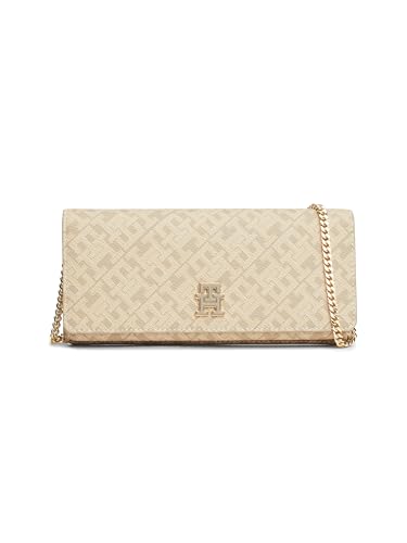Tommy Hilfiger Damen Monogram with Removable Chain Clutch, Beige von Tommy Hilfiger